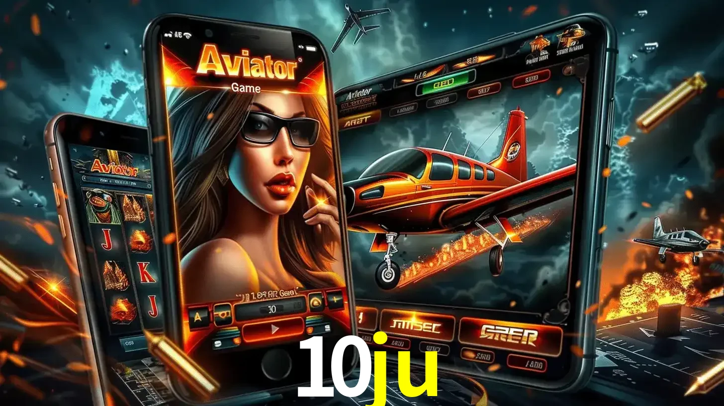 O popular jogo de apostas Aviator exibido em vários celulares e tablets, mostrando a interface emocionante e a ação de voo disponíveis para jogar agora no 10ju.