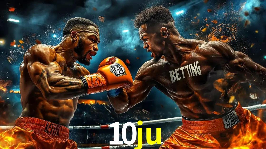Dois boxeadores em uma luta intensa e explosiva, representando a adrenalina e as oportunidades de apostas em esportes de combate disponíveis na plataforma 10ju.