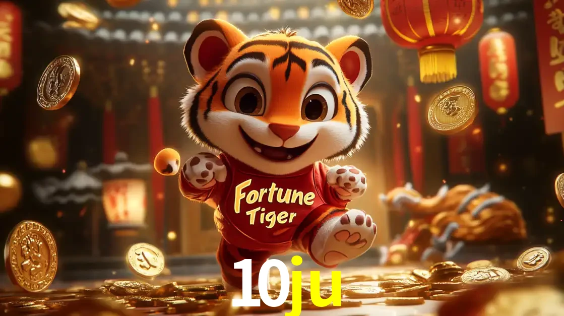 O alegre personagem do Fortune Tiger correndo sobre um caminho de moedas de ouro, simbolizando os grandes prêmios e a diversão do popular jogo de slot do 10ju.